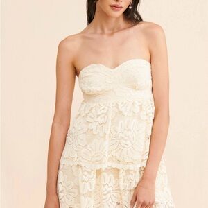 Maeve Strapless Cream Lace Dress